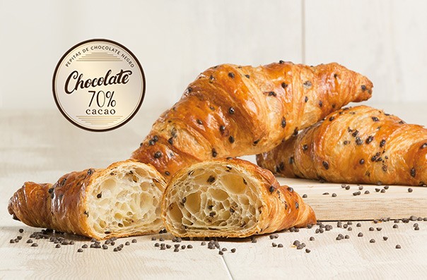 New butter croissant with chocolate chips